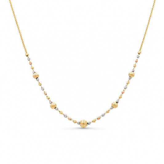 14K Yellow, White and Rose Gold Fashion Women's Necklace / Size: 18" / Weight: 5.9 GR / CONK3T4FS