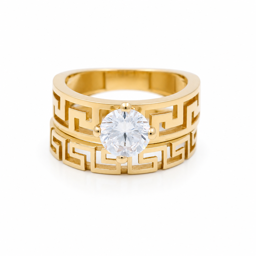 14K Yellow Gold Women’s Greek Bridal Set / Stone: Cz / Size: 7.5 / Weight: 7.4 GR / DLBWR4BSGR