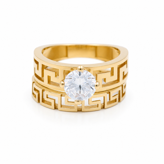 14K Yellow Gold Women’s Greek Bridal Set / Stone: Cz / Size: 7.5 / Weight: 7.4 GR / DLBWR4BSGR