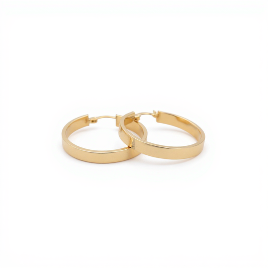 10K Yellow Gold Greek Hoops Earrings / Size: 4mm X 27mm / Weight: 2.9 GR / CQEH0GR4x27