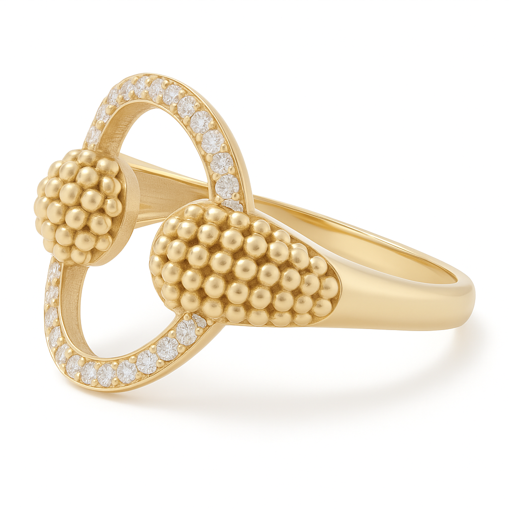 14K Yellow Gold Fashion Women's Ring with White Cz / Size: 8 / Weight: 2.9 GR / DQWR4FS-44