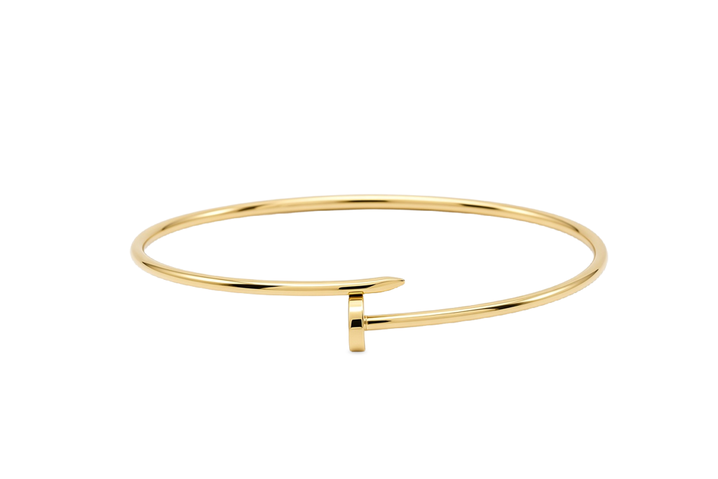 10K Yellow Gold Fashion Women's Nail Bangle Bracelet / Size: 18" / Weight: 3.3 GR / P04B-33