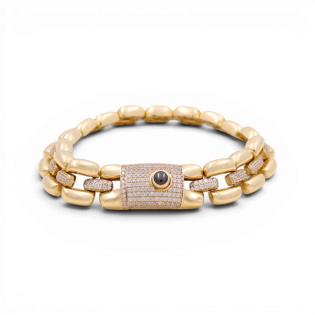 14K Yellow Gold Woman's Fashion Bracelet /Stone: Cz / Size: 7.5" / Weight: 22 GR / COWB4FS-27