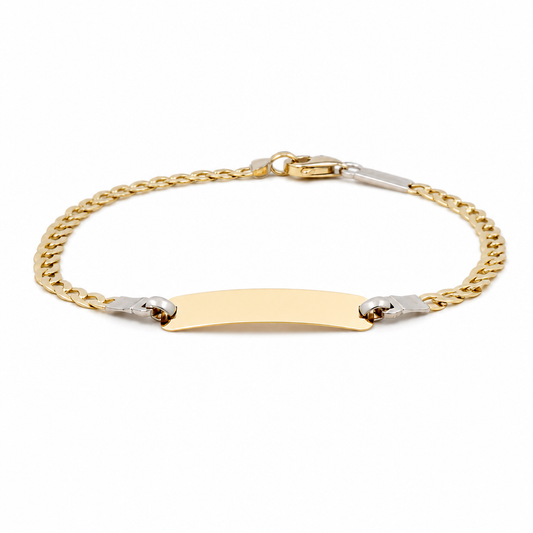 14K Yellow Gold Baby ID Bracelet With Curb Chain / Size: 6" / Weight: 2.5 GR / 439-00127