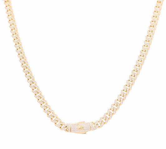 14k Yellow Gold Karol-G Monaco Chain with Cz / Size 7mm 18" / Weight 29.5 GR / COCH4MON7-18