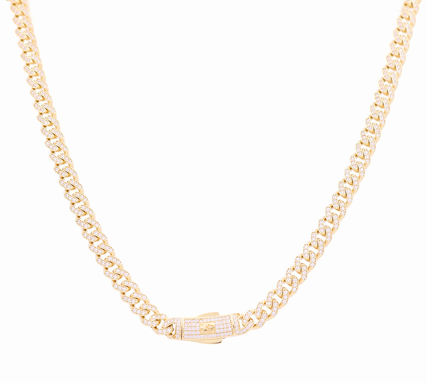 14k Yellow Gold Karol-G Monaco Chain with Cz / Size 7mm 18" / Weight 29.1 GR / COCH4MON7-18