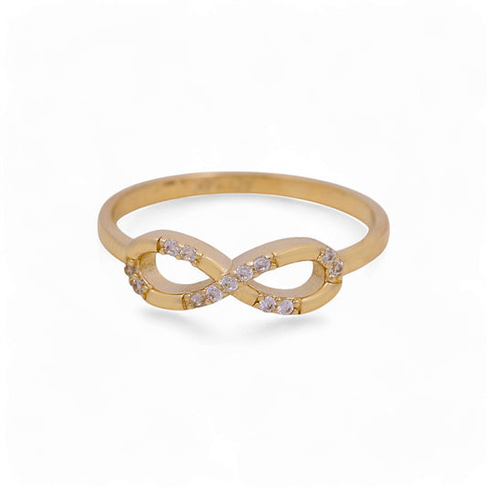 14K Yellow Gold Infiniti Women's Ring with White Cz / Size: 7 / Weight: 1.5 GR / Y24-329