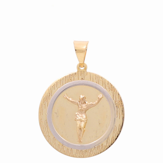 14K Yellow and White Gold Jesus Medal Pendant / 20MM / Weight: 3 GR / 000-09770