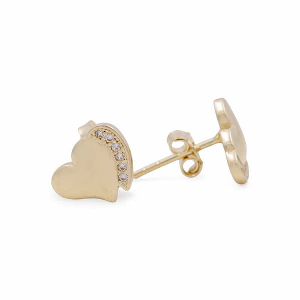 COES4CZHR 14k C Cz Weight 1.3gr Earrings Stub with Cz and heart