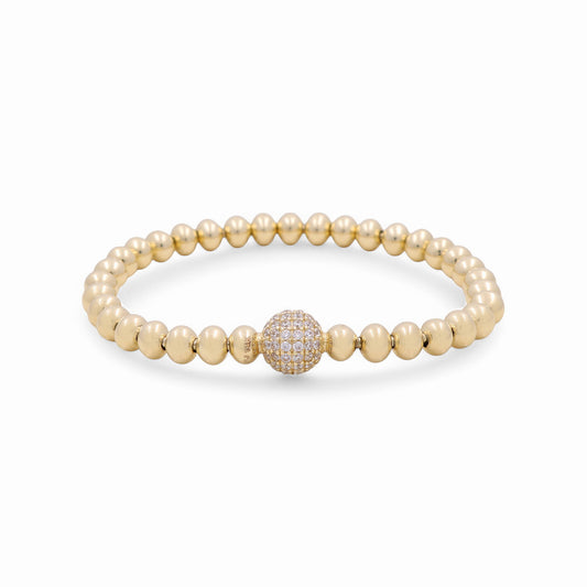 14K Yellow Gold Adjustable Balls Women’s Bracelet with Cz / Weight: 15 GR / CPWB4BLL