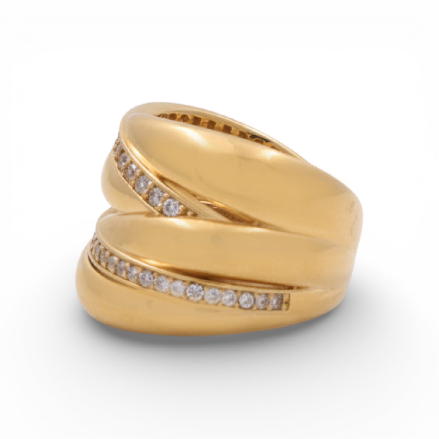14K Yellow Gold Fashion Women's Ring With Cz / Size: 8 / Weight: 6.2 GR / Y25-474