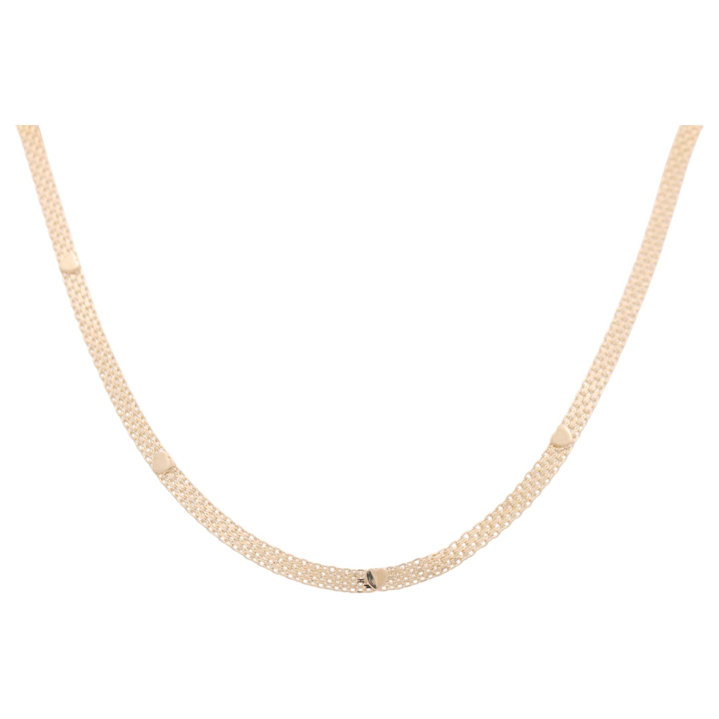 14K Yellow Gold Bismark Women's Necklace with Hearts  / Size: 18" / Weight: 10.7 GR / CONK4BKHR