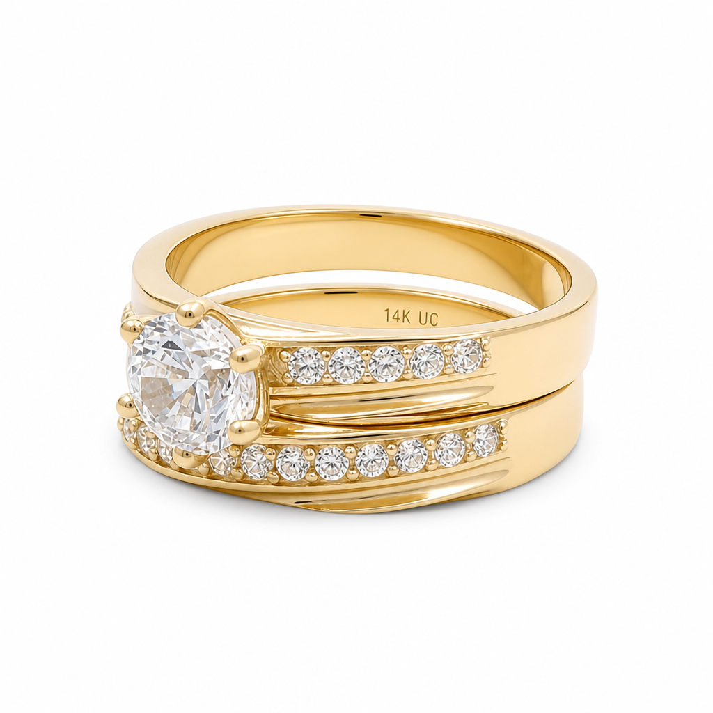 14K Yellow Gold Women’s Bridal Set / Stone: Cz / Size: 7&7.5 / Weight: 4.3 GR / KEEWR4BS-36