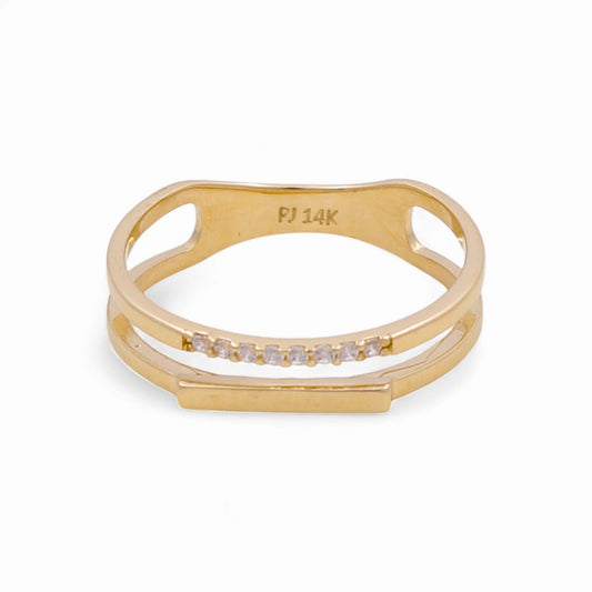 14K Yellow Gold Fashion Women's Ring with Cz / Size: 7 / Weight: 1.8 GR / DPWR4FS-17