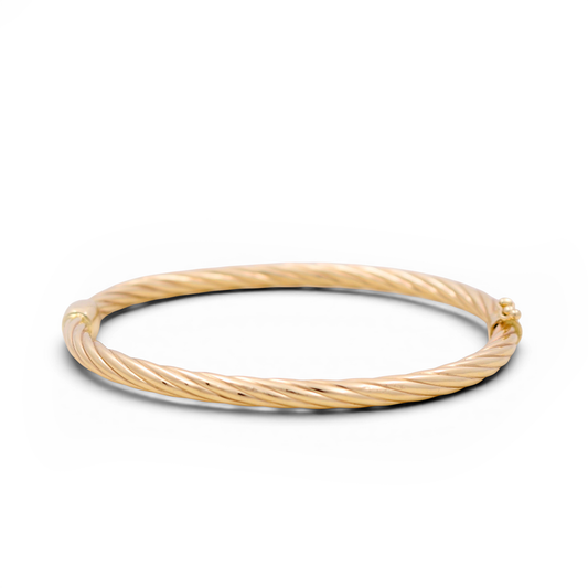 14K Yellow Gold SemiSolid Twist Bangle Bracelet / Weight: 9.5 GR / COBB4TR