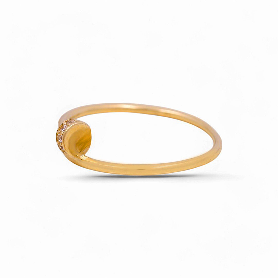10K Yellow Gold Nail Women's Ring with Cz / Size: 8.5 / Weight: 2.1GR / CQWR0NL