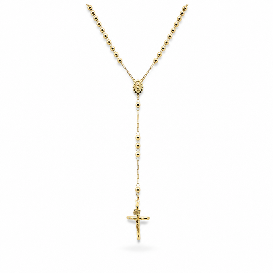 14K Yellow Gold Rosary with Diamond Cut / Size: 20" / Weight: 10.5 GR / DEENK4RS-1