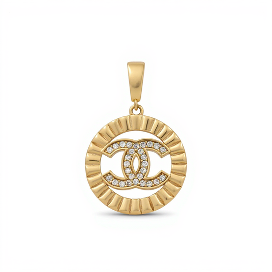 10K Yellow Gold Fashion CC Pendant with Cz / Weight: 2.1 GR / CQPD0CC-1