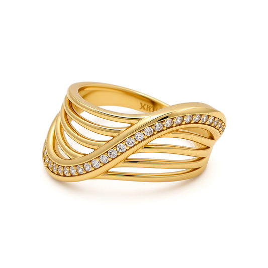 10K Yellow Gold Fashion Women's Ring with CZ / Size: 7.5 / Weight: 2.4 GR / Y23-158