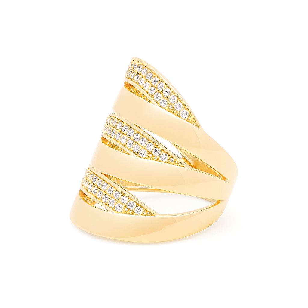 14K Yellow Gold Fashion Women's Ring with White Stones / Size: 8.5 / Weight: 6.1 GR / DQWR4FS-63