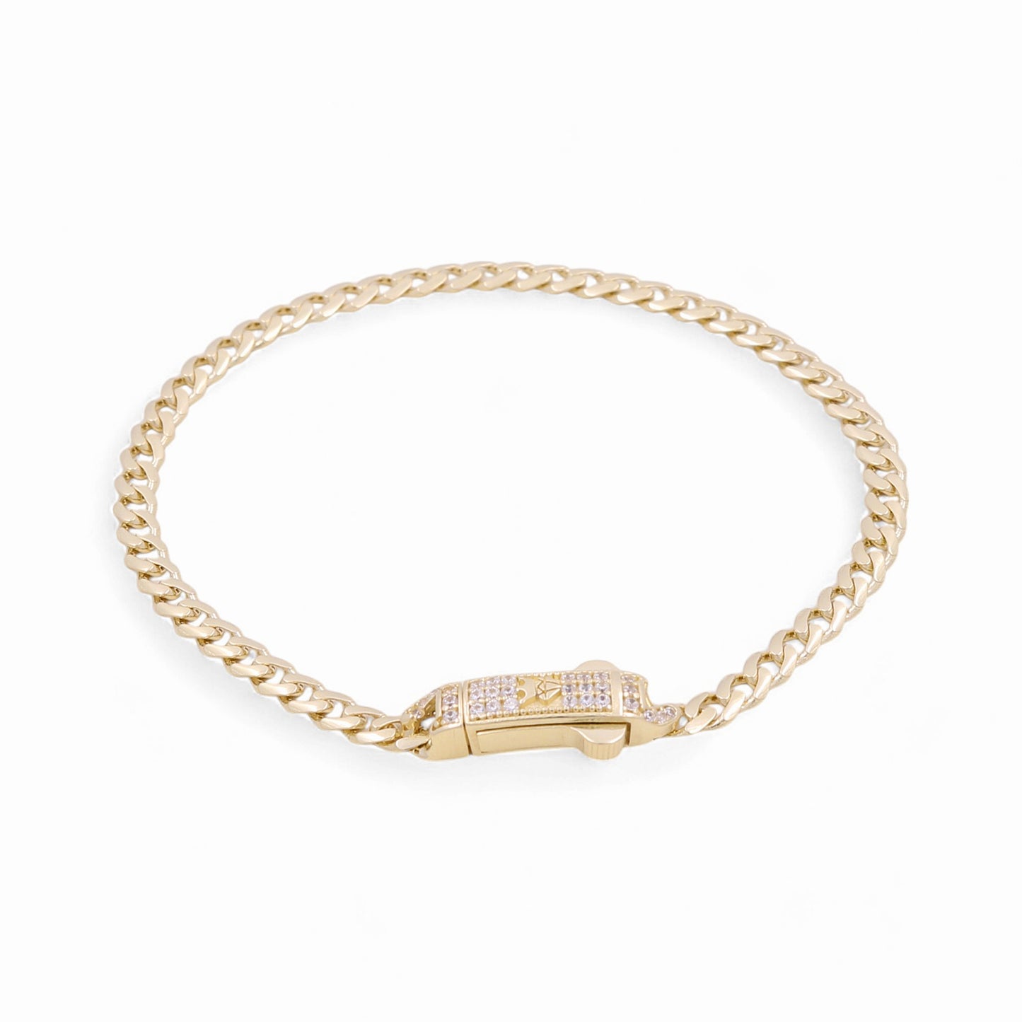10K Yellow Gold Semisolid Monaco Bracelet / Stone: Cz / Size: 4mm 7.5" / Weight: 4.7 GR / COWB0MON4-7.5