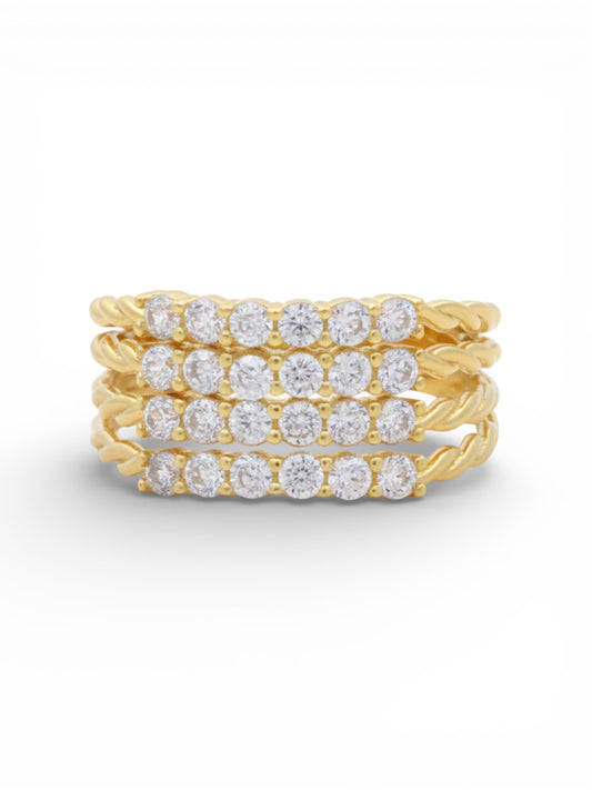 14K Yellow Gold Fashion Women's Ring with Cz / Size: 7 / Weight: 3.7 GR / Y25-743