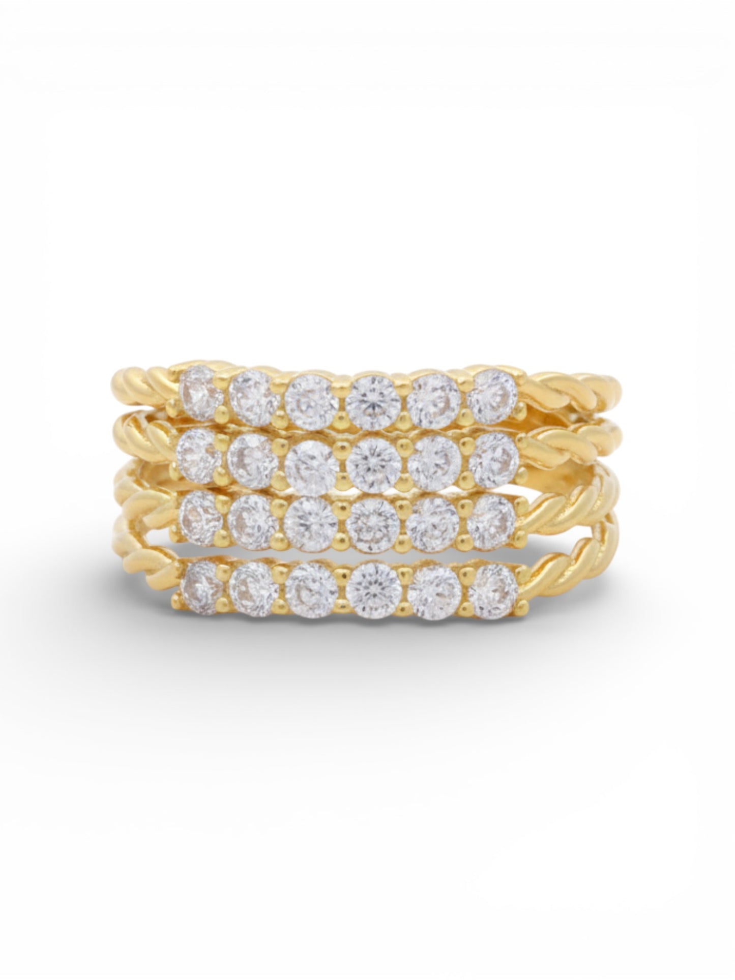 14K Yellow Gold Fashion Women's Ring with Cz / Size: 7 / Weight: 3.6 GR / Y25-743