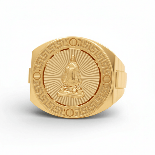 10K  Yellow Gold Men's Ring with Virgen De La Caridad / Size:12 / Weight: 6.8GR / DQMR0VC-3