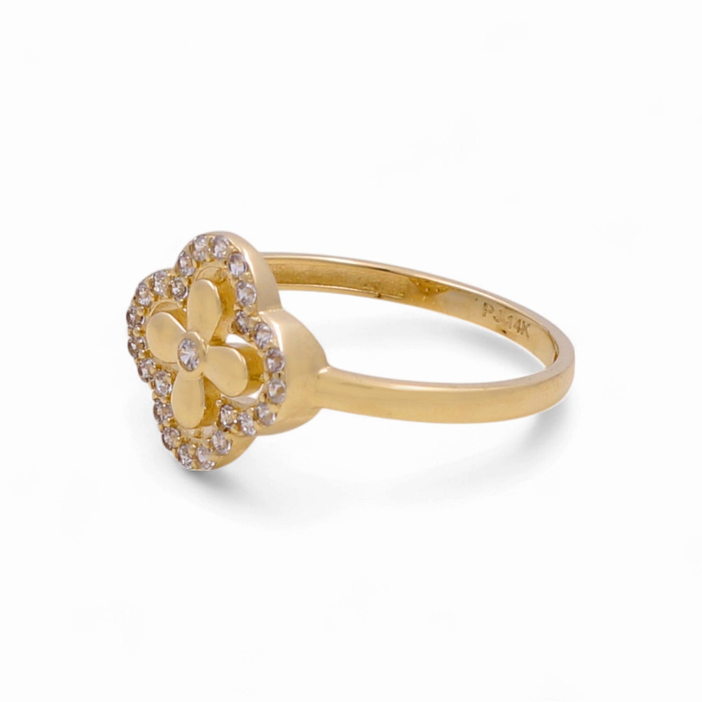 14K Yellow Gold Flower Women's Ring with Cz / Size: 8 / Weight: 1.5 GR / CPWR4FL