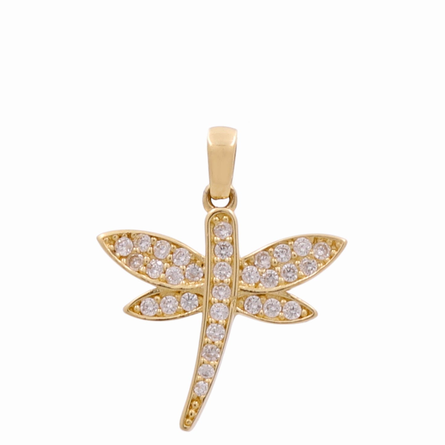 14K Yellow Gold Dragonfly Pendant with White Cz / Weight: 1.5 GR / CPPD4DF-1