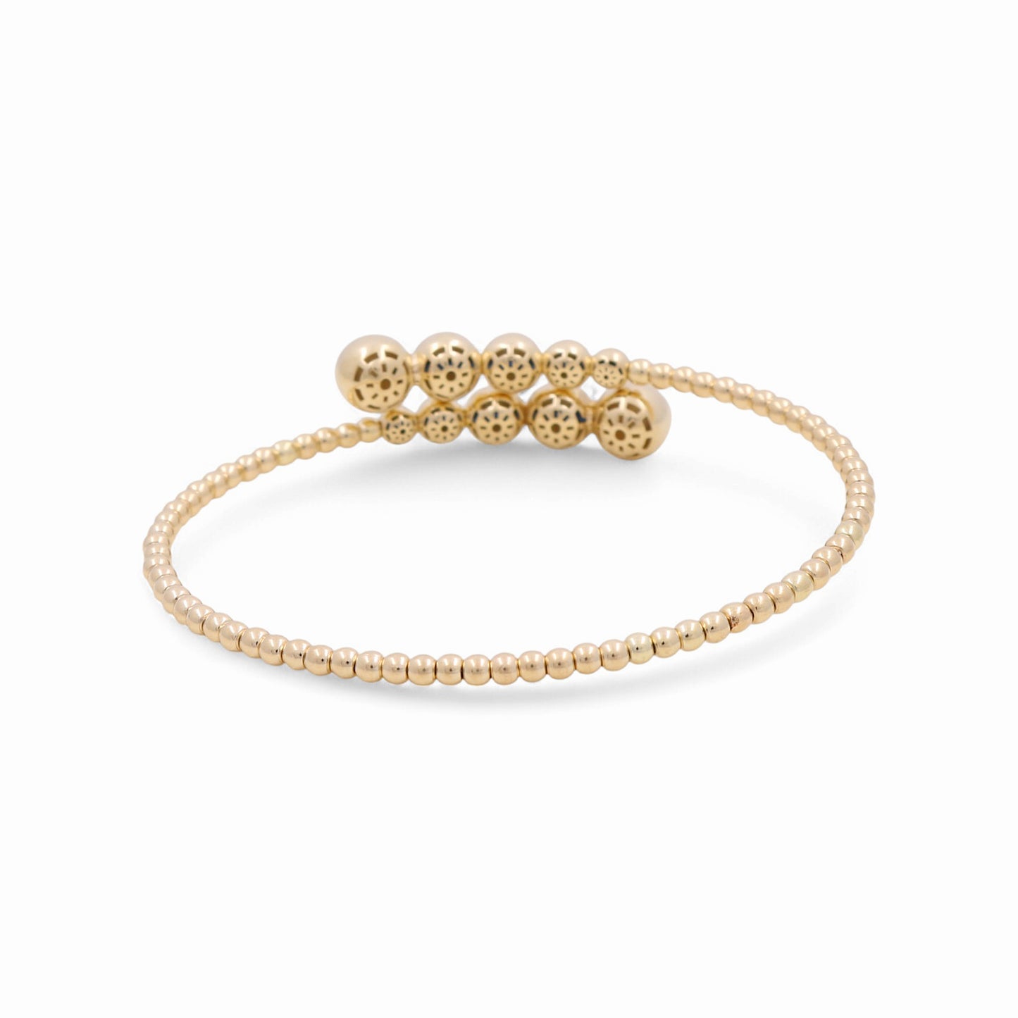 14K Yellow Gold Semisolid Women’s Bangle Bracelet with Balls / Weight: 7.2 GR / CPBB4BLL