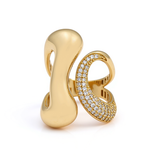 14K Yellow Gold Fashion Women's Ring with Cz / Size: 7.5 / Weight: 5.9 GR / Y24-1079