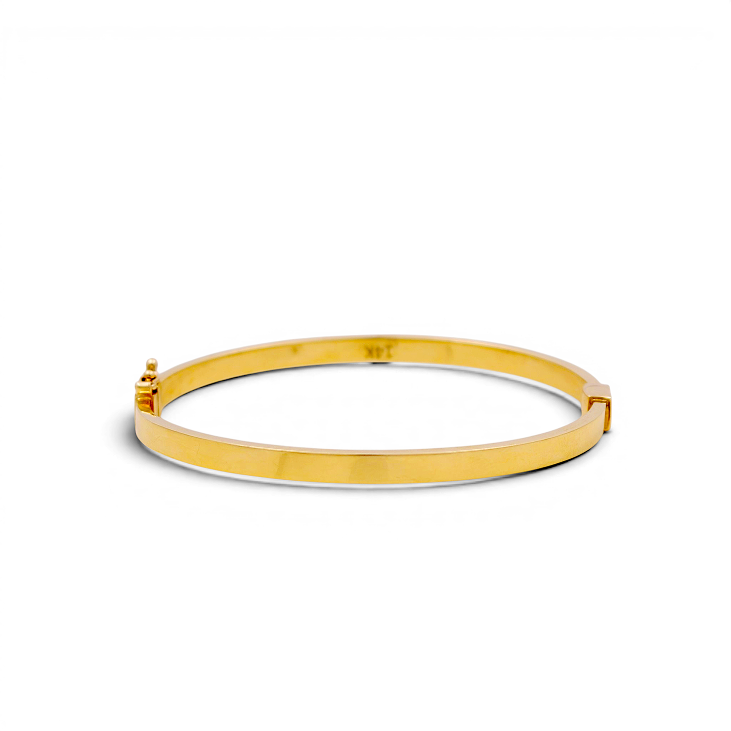 14K Yellow Gold SemiSolid Plain Bangle Bracelet / Weight: 6.8 GR / COBB4PL