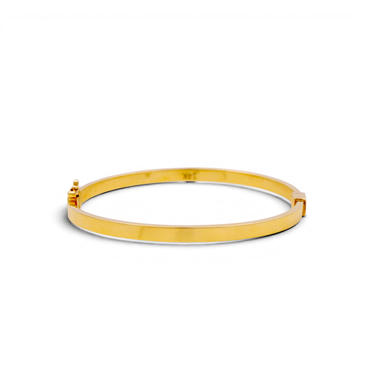 14K Yellow Gold SemiSolid Plain Bangle Bracelet / Weight: 6.8 GR / COBB4PL
