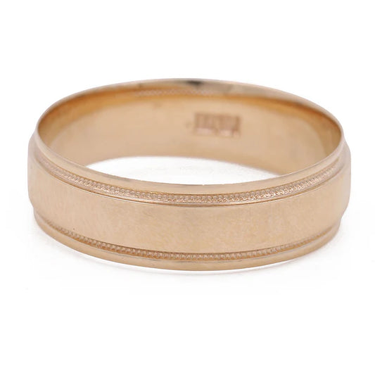 14K Yellow Gold Men’s Wedding Band with Design / Size: 10 / Weight: 5.4 GR / WBEEMWB4DS-11