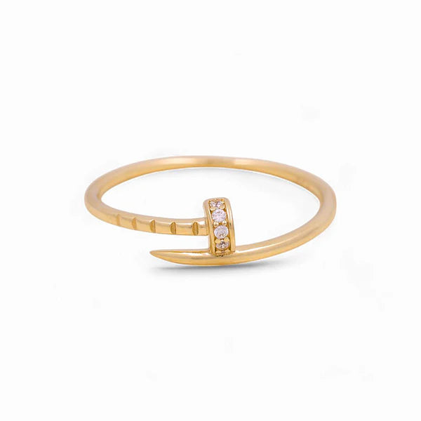 14K Yellow Gold Nail Women's Ring / Stone: Cz / Size: 7 / Weight: 1.2 GR / Y25-1368