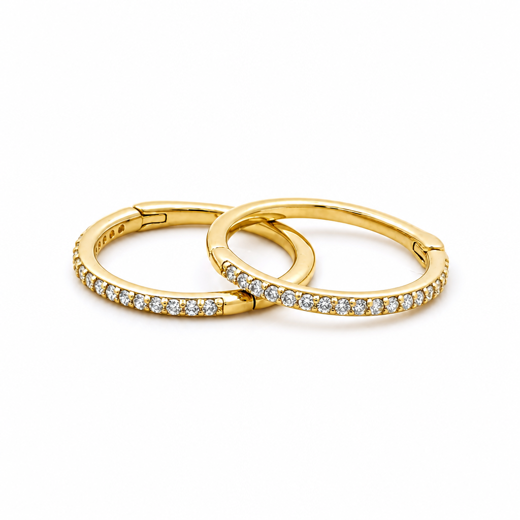 14K Yellow Gold Small Hoops Earrings with Cz / Size: Small / CK1-3