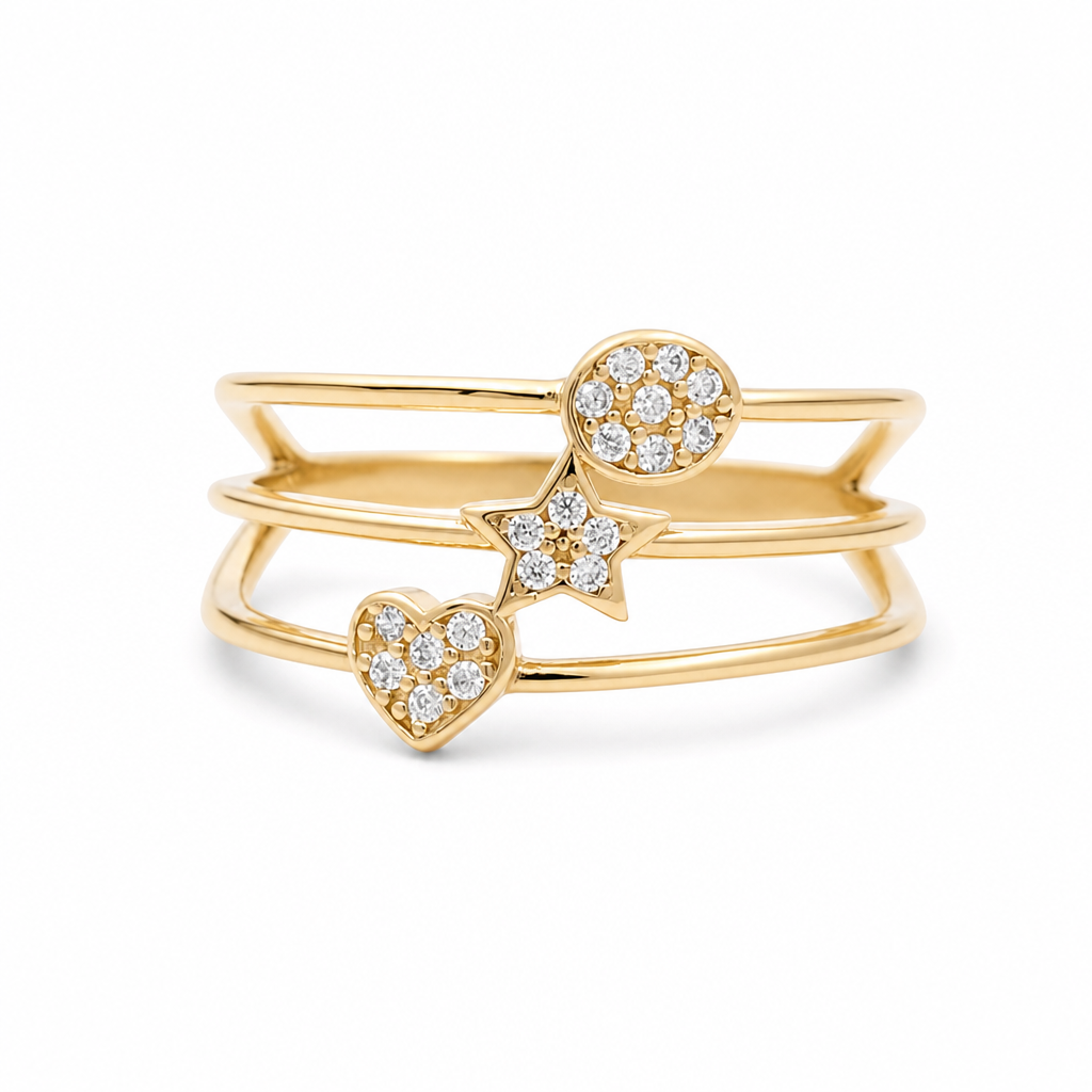 10K Yellow Gold Fashion Women's Ring with Cz / Size: 8 / Weight: 1.8 GR / CQWR0FS-38