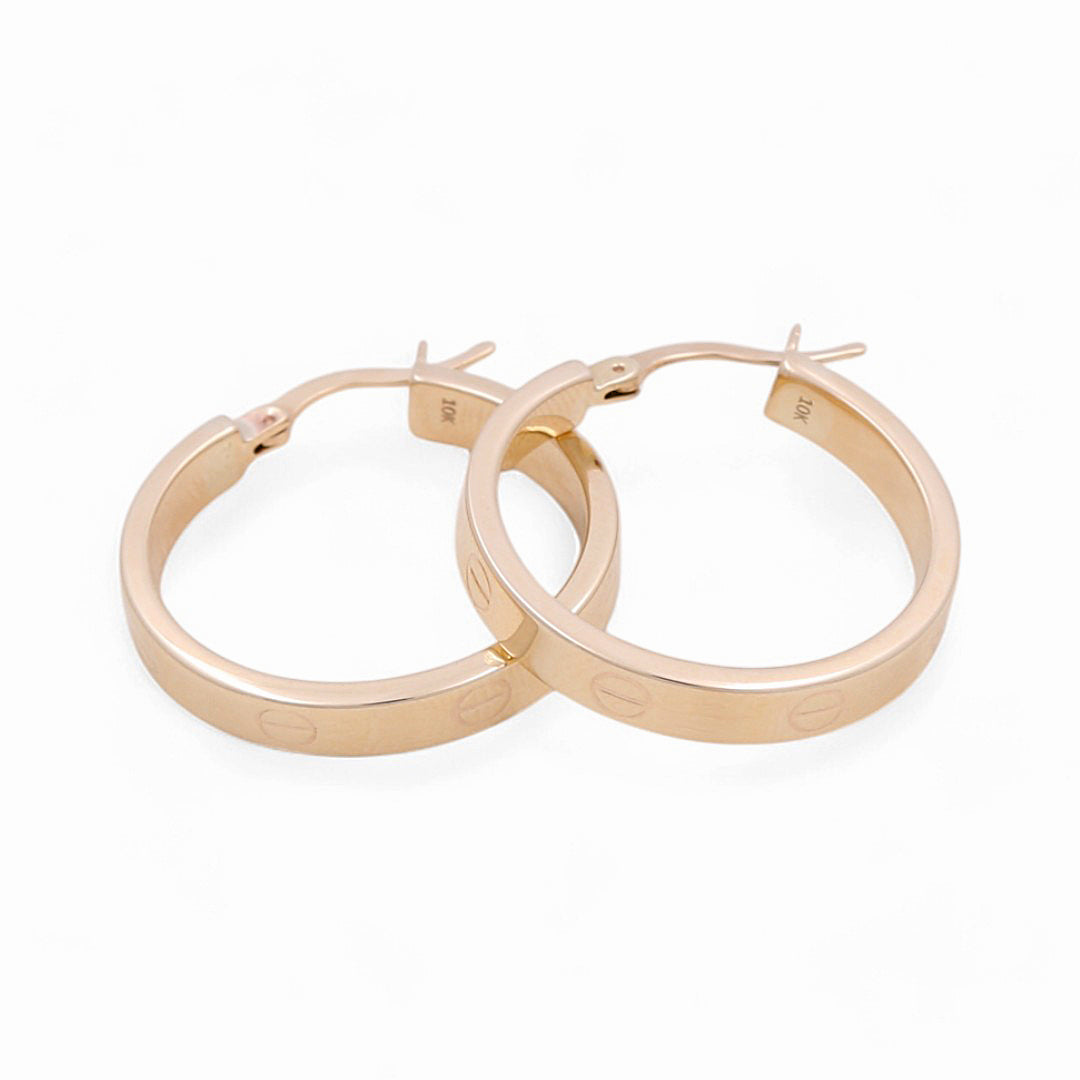 10K Yellow Gold Fashion CT Hoops Earrings / Size:4mm X 22.5mm / Weight: 3.3 GR / KOEH0CT4x22.5