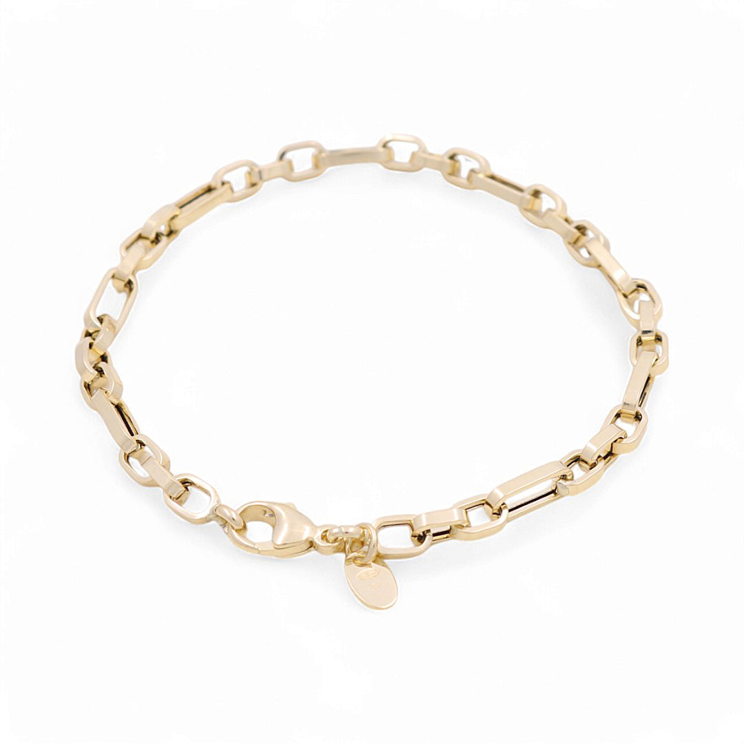 14K Yellow Gold Italian Fancy Woman Bracelet / Size: 7.5" / Weight: 3.9 GR / 466-00209