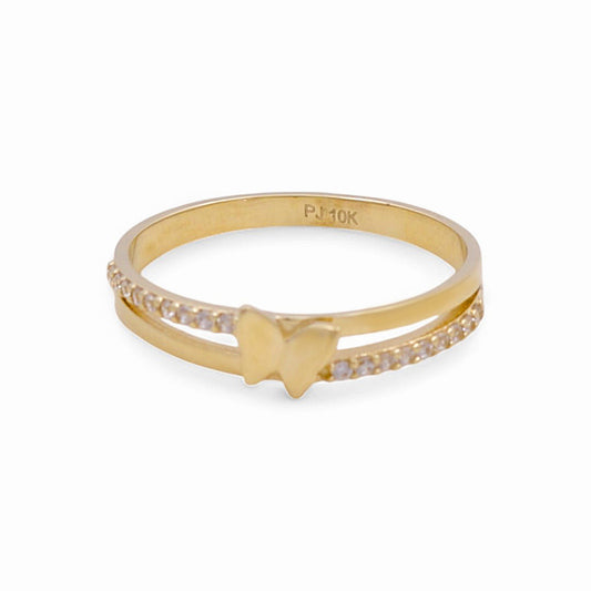 10K Yellow Gold Butterfly Women's Ring with CZ / Size: 8 / Weight: 1.6 GR / DPWR0BF-2