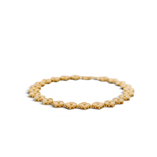 10K Yellow Gold Clovers Women's Bracelet / Size: 7.5” 7mm / Weight: 6.4 GR / DQWB0CLV-4