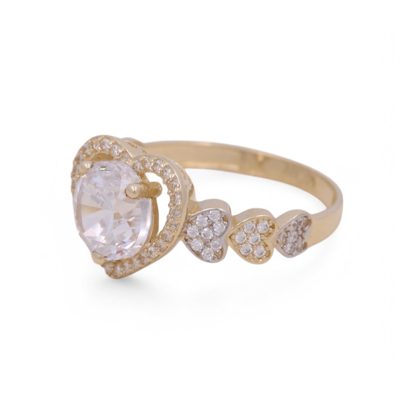 14K Yellow Gold Women's Ring with Heart / Stone: Cz / Size: 8 / Weight 3.6 GR / BOWR4HR-12