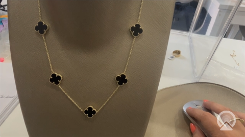 10K Yellow Gold Five Black Clover Necklace / Size: 17.5” 13MM / Weight: 6.1GR / CCFNK0CLV