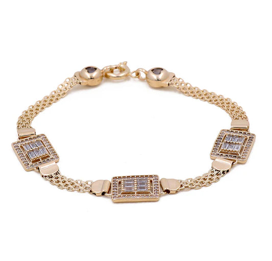 14K Yellow Gold Fashion Women’s Bracelet with White Cz / Weight: 9.2 GR / Size: 7.5” / COWB4FS-31