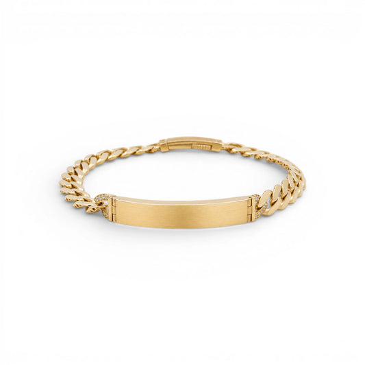 10K Yellow Gold Monaco ID Bracelet / CZ / Size: 7mm 8.5"/ Weight: 14.2 GR / DQMB0MONID7-8.5