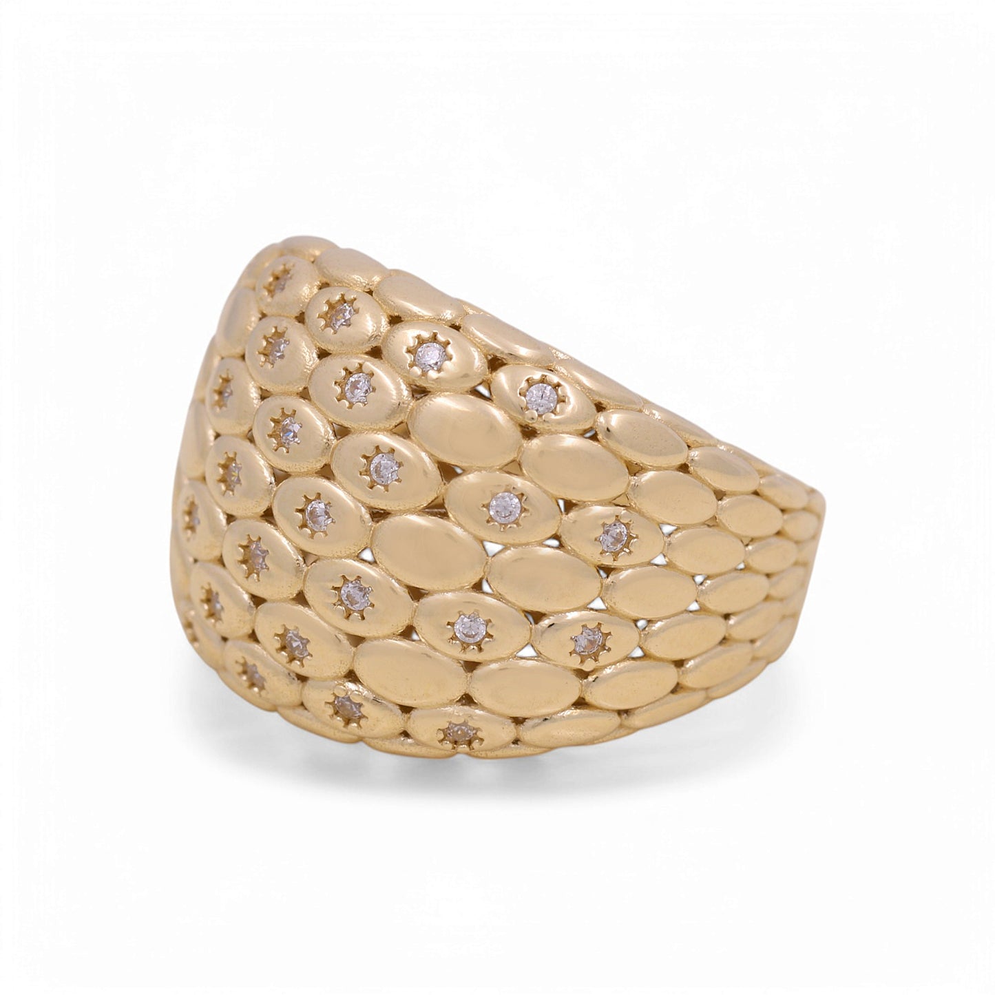 14K Yellow Gold Fashion Women's Ring with CZ / Size 7.5 / Weight 9.5 GR / DOWR4FS-4