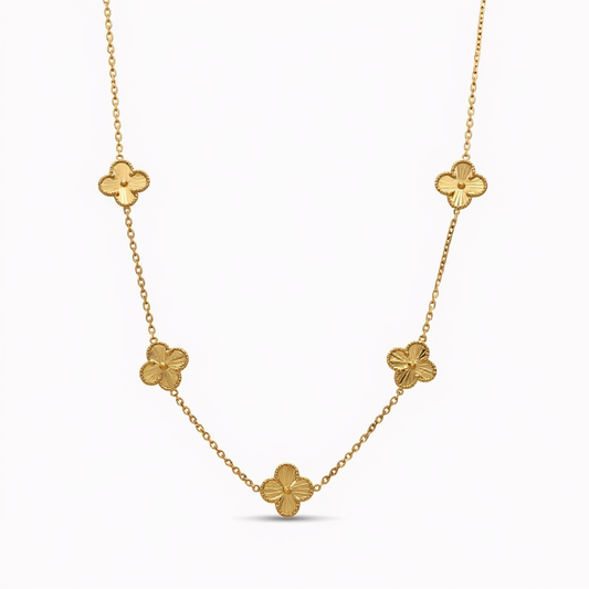 14K Yellow Gold Eleven Clovers Women's Necklace / Size: 32" 14MM / Weight: 16.9 GR / DONK4CLV-4