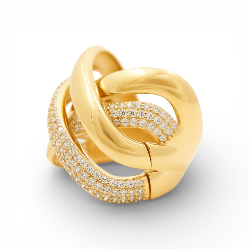 14K Yellow Gold Fashion Women's Ring with Cz / Size: 8 / Weight: 6.8 GR / Y25-398