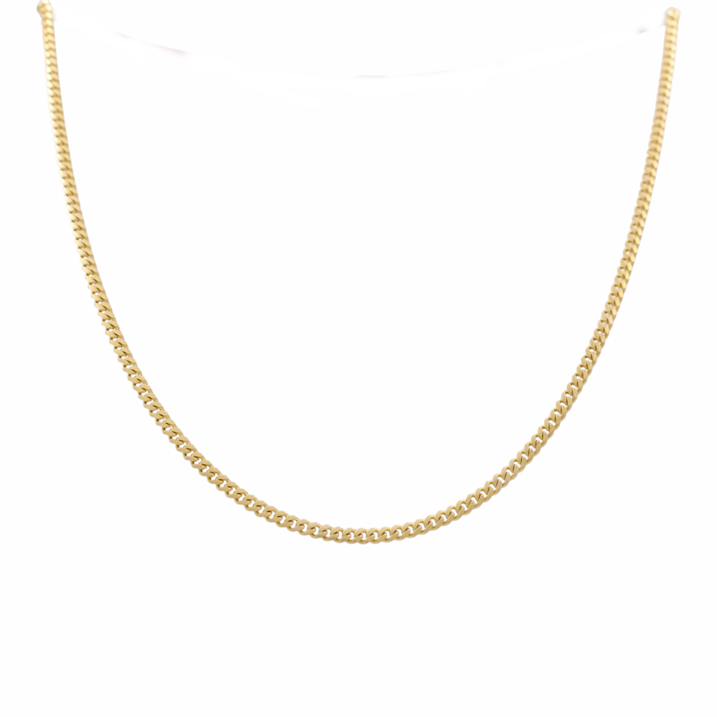 10K  Yellow Gold Solid Cuban Link Chain / Size: 2mm-22'' / Weight: 9.3gr / SCCACH0CL2-22